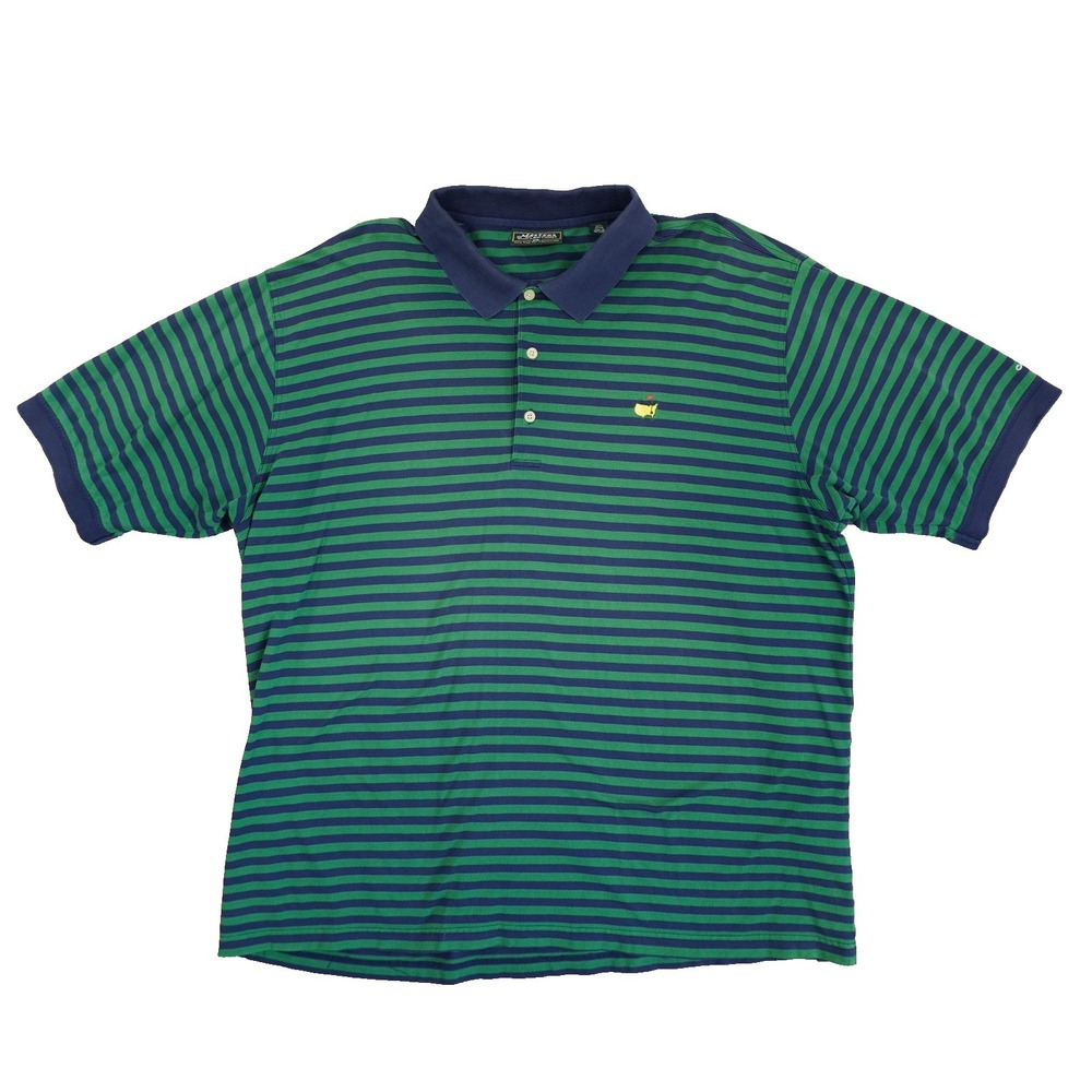 Master's Collection 2Ply Mercerized Cotton Polo Shirt Mens XXL Stripe Blue Green